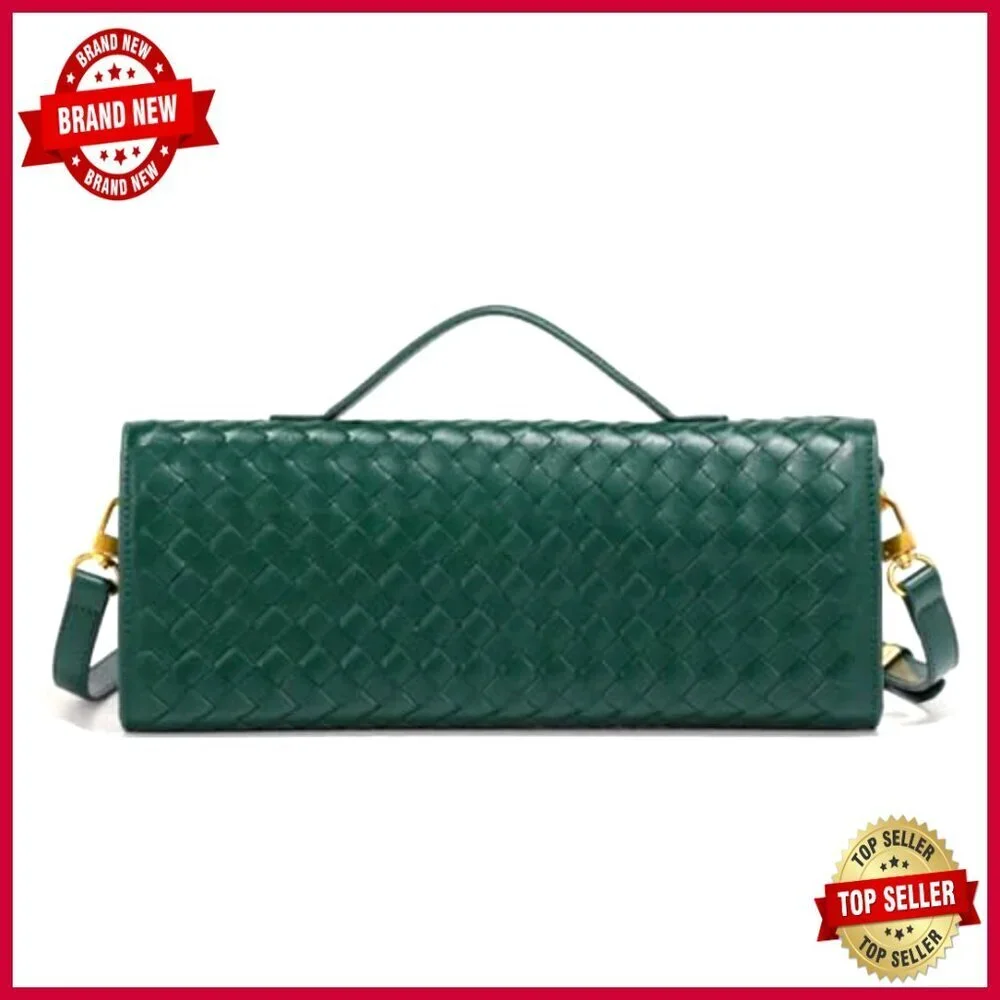Small PU Leather Woven Satchel Crossbody Shoulder Bag Evening Clutch